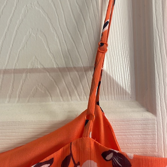 NWT Mi Ami Francesca’s Mini Dress Orange Floral Adjustable Straps Francescas - Picture 7 of 9